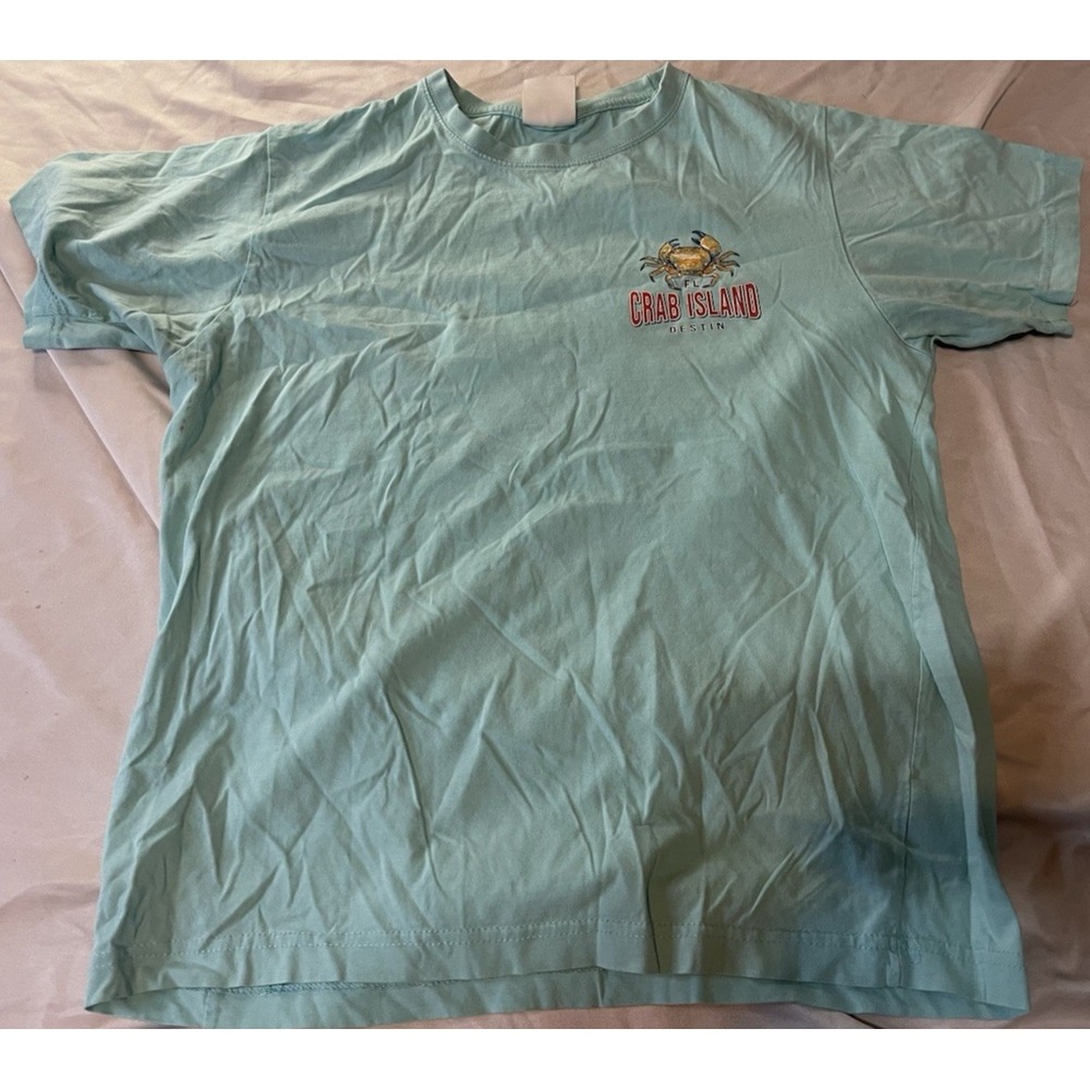 Southern Spirit Crab Island Destin FL Shirt Mens Small Blue Beach Graphic Tee